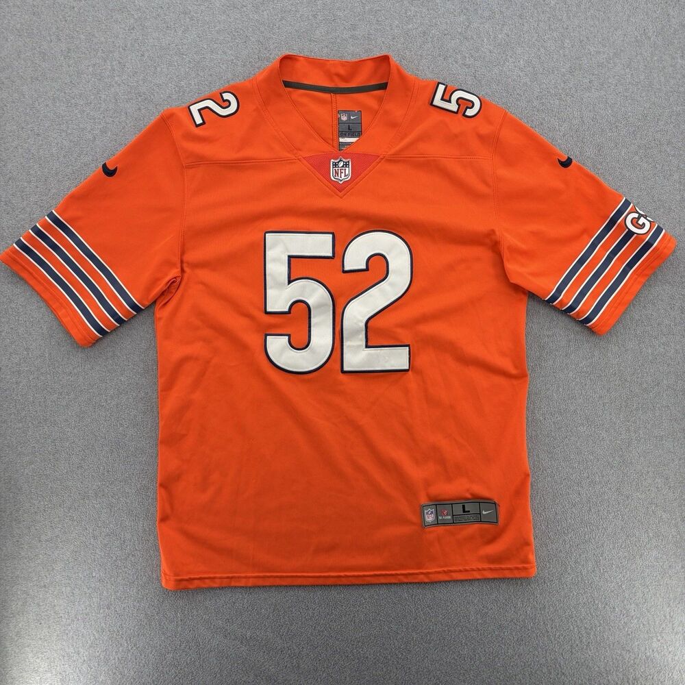 Nike Khalil Mack #52 Chicago Bears Orange On Field NFL Jersey Men's Large L
